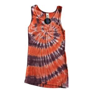 Womens Top Size Large Tie Dye Tank Ribbed Festival Summer Resort Vacation Travel